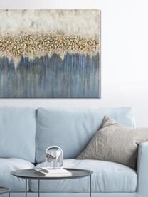 Handbemalter Leinwanddruck Danish Arts I, Bild: Ölfarben auf Leinen (300 , Weiß, Blau, Goldfarben, B 120 x H 90 cm