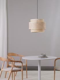 Lámpara de techo de diseño de bambú Finja, Pantalla: bambú, Anclaje: metal con pintura en polv, Cable: cubierto en tela, Marrón claro, Ø 50 x Al 40 cm