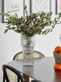 Vase verre gris à surface rainurée Lija, Verre, Gris, transparent, Ø 14 x haut. 30 cm