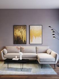 Handbeschilderde canvasdoek Abstract, Afbeelding: acryl verf uit canvas, Frame: dennenhout, Zwart, goudkleurig, B 80 x H 120 cm