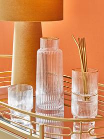 Wasserkaraffe Minna mit Rillenrelief und Goldrand, 1.1 L, Glas, mundgeblasen, Transparent mit Goldrand, Ø 10 x H 25 cm, 1.1 L