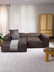 Canapé d'angle modulaire en cuir recyclé brun-gris Lennon, Cuir brun-gris, larg. 238 x prof. 180 cm, méridienne à gauche