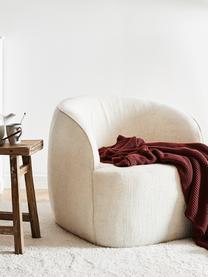 Bouclé fauteuil Elodie in wit, Bekleding: bouclé (70% polyester, 20, Frame: massief berkenhout, metaa, Poten: kunststof, Bouclé crèmewit, B 86 x D 62 cm