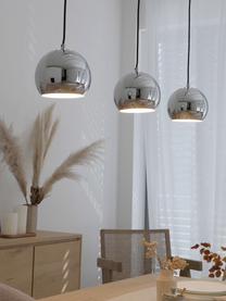 Lámpara de techo grande Ball, Anclaje: metal pintado, Cable: cubierto en tela, Cromo brillante, negro mate, An 100 x Al 18 cm