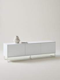 Tv-meubel Lyckeby in wit, Frame: gelakt MDF, Poten: gepoedercoat metaal, Hout, wit gelakt, B 180 x H 54 cm