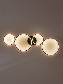 Grote dimbare LED plafondlamp Cirque, Lampenkap: gecoat aluminium, Baldakijn: gecoat metaal, Diffuser: kunststof, Mat zwart, wit, B 98 cm x H 6 cm