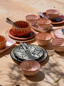 Handgemachter marokkanischer Frühstücksteller Beldi mit Goldrand, Keramik, Schwarz, Cremefarben, Gold, Ø 20 cm