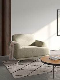 Poltrona Puzo, Rivestimento: 100% poliestere, Sottostruttura: Compensato, Legno di fagg, Tessuto verde grigio, Larg. 95 x Prof. 84 cm