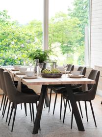 Kunstleren stoelen Sierra in donkergrijs, 2 stuks, Bekleding: polyester in suede-look, Poten: gelakt metaal, Kunstleer donkergrijs, Poten zwart, B 49 x D 55 cm