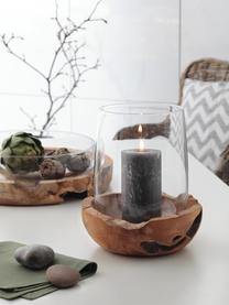 Handgefertigtes Windlicht Terra mit Teaksockel, Windlicht: Glas, Sockel: Teakholz, Teakholz, Ø 23 x H 27 cm