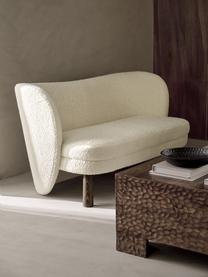 Canapé 2 places tissu peluche avec pieds en pin Tress, Tissu peluche blanc, larg. 140 x prof. 65 cm