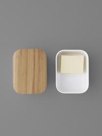 Butterdose Box-It in Weiß mit Bambusdeckel, Dose: Melamin, Deckel: Bambus, Weiß, Bambus, B 15 x H 7 x T 12 cm