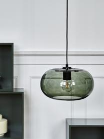 Lámpara de techo de diseño Kobe, Pantalla: vidrio soplado, Cable: cubierto en tela, Verde, transparente, Ø 30 x Al 17 cm