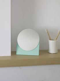 Runder Kosmetikspiegel Mica mit grünem Holzrahmen, Rahmen: Mitteldichte Holzfaserpla, Spiegelfläche: Spiegelglas, Grün, 17 x 20 cm