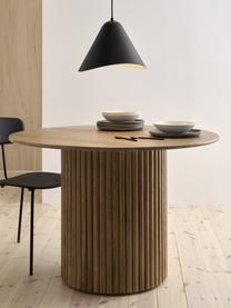 Okrągły stół do jadalni z drewna Janina, Lite drewno dębowe, płyta pilśniowa średniej gęstości (MDF) lakierowana, Brązowy, Ø 110 x W 75 cm