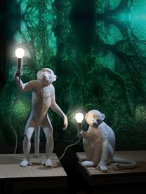 Design Außentischlampe Monkey mit Stecker, Leuchte: Kunstharz, Weiß, B 46 x H 54 cm