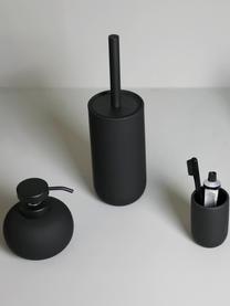 Toiletborstel Lotus met keramische houder, Houder: keramiek, Zwart, Ø 10 x H 21 cm