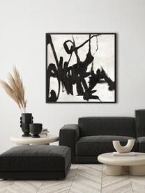 Impression sur toile peinte à la main encadrée Playback, Noir, blanc, larg. 102 x haut. 102 cm