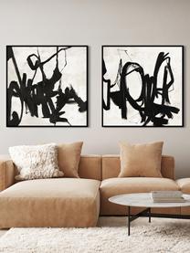 Cuadro en lienzo pintado a mano Playblack, marco de madera, Negro, blanco, An 102 x Al 102 cm