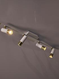 Plafonnier spot LED blanc doré Bobby, Blanc, larg. 86 x haut. 13 cm