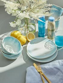 Set van 2 handgemaakte ontbijtborden Amalia met effectief glazuur, Keramiek, Lichtblauw, crèmewit, Ø 20 cm