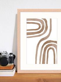 Ingelijste digitale print Modern Poster, Afbeelding: digitale print op papier,, Lijst: gelakt hout, Bruin, wit, 33 x 43 cm
