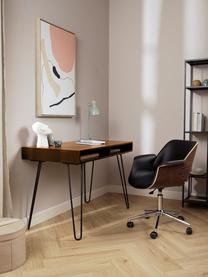 Schreibtisch Tova aus Massivholz und Metall, Korpus: Mangoholz, massiv, lackie, Beine: Metall, pulverbeschichtet, Mangoholz, B 110 x T 60 cm
