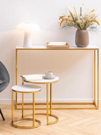 Konzolový stolek s mramorovanou deskou Aruba, Mramorový vzhled, bílá, zlatá, Š 110 cm, V 81 cm