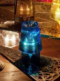 Kleine LED-Tischlampe Take, Blau, transparent, B 19 x H 31 cm