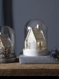 LED lichtobject House, batterij-aangedreven, MDF, kunststof, glas, Wit, transparant, Ø 13 cm, H 18 cm