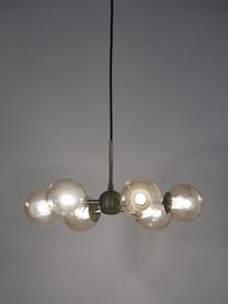 Design hanglamp Atom van glas, Lampenkap: glas, Baldakijn: kunststof, Messingkleurig, amberkleurig, Ø 45 x H 18 cm