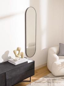 Espejo de pared ovalado de metal Lucia, Espejo: cristal, Parte trasera: tablero de fibras de dens, Negro, An 40 x Al 140 cm