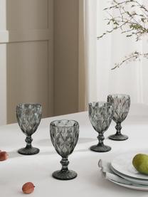 Verres à vin avec embossage décoratif Colorado, 4 élém., Verre, Gris, Ø 9 x haut. 17 cm