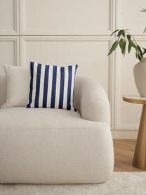 Housse de coussin rayée Timon, 100 % coton, Bleu foncé, blanc, larg. 40 x long. 40 cm