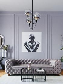 Grote hanglamp Lantern, Baldakijn: gepoedercoat metaal, Chroomkleurig, zwart, Ø 68 x H 120 cm