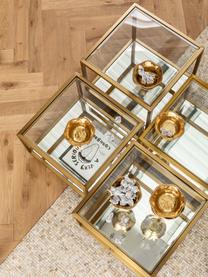 Couchtisch-Set Luigi mit Spiegel-Böden, 4-tlg., Gestell: Edelstahl, lackiert, Böden: Spiegelglas, Beine: Mitteldichte Holzfaserpla, Goldfarben, Set mit verschiedenen Größen