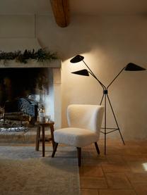 Grote tripod vloerlamp Neron met goudkleurige decoratie, Lampenkap: gepoedercoat metaal, Decoratie: vermessingd metaal, Zwart, B 103 x H 170 cm