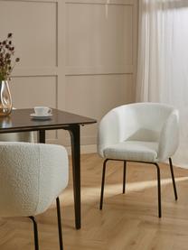 Sedia con braccioli in bouclé Alani 2 pz, Rivestimento: 100% poliestere Con 10.00, Gambe: metallo verniciato a polv, Bouclé bianco, Larg. 58 x Alt. 78 cm