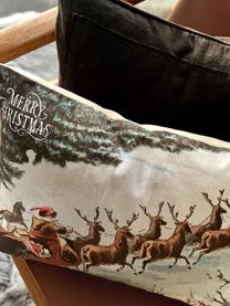 Kissenhülle Sleighride mit winterlichem Motiv, 68% Baumwolle, 32% Polyester, Mehrfarbig, B 40 x L 60 cm