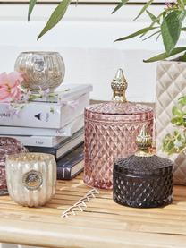 Bote decorativo Miya, Vidrio, Rosa, dorado, Ø 11 x Al 18 cm