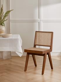 Silla de madera con tejido vienés Sissi, Estructura: madera de roble maciza, Ratán, madera de roble oscura, An 46 x F 56 cm