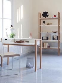 Libreria con struttura in legno di quercia Farringdon, Struttura: legno di quercia massicci, Ripiani: pannello di fibra a media, Bianco, legno di quercia, Larg. 90 x Alt. 185 cm