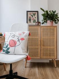 Chiffonnier de madera Cayetana, Estructura: tablero de fibras de dens, Patas: madera de bambú pintada, Madera clara, An 80 x Al 101 cm