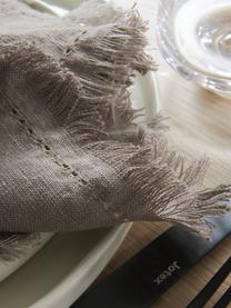 Stoff-Servietten Henley mit Fransen, 2 Stück, 100 % Baumwolle, Greige, B 45 x L 45 cm