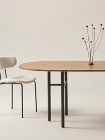 Ovaler Esstisch Vejby aus Eichenholz, 210 x 95 cm, Tischplatte: Eichenholz, Beine: Metall, lackiert, Eichenholz, B 210 x H 75 cm