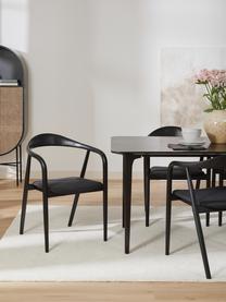 Dřevěná židle s područkami a čalouněným sedákem Angelina, Černá, jasanové dřevo, černě lakované, Š 57 cm, V 80 cm