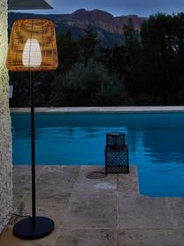 Dimbare outdoor vloerlamp Boheme met stekker, Lampenkap: polyrotan, Lampvoet: gecoat metaal, Diffuser: polyethyleen, Bruin, zwart, wit, Ø 40 x H 154 cm