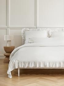 Gewaschener Baumwoll-Kopfkissenbezug Louane mit Rüschen, 100 % Baumwolle
Fadendichte 200 TC, Comfort Qualität

Bettwäsche aus Baumwolle fühlt sich auf der Haut angenehm weich an, nimmt Feuchtigkeit gut auf und eignet sich für Allergiker.

Durch ein besonderes Waschungsverfahren erhält der Stoff eine robuste, unregelmäßige Stonewash-Optik. Außerdem wird der Stoff dadurch weich und geschmeidig im Griff und erhält eine natürliche Knitter-Optik, die kein Bügeln erfordert und Gemütlichkeit ausstrahlt.

Das in diesem Produkt verwendete Material ist schadstoffgeprüft und zertifiziert nach STANDARD 100 by OEKO-TEX®, 4265CIT, CITEVE, Weiß, B 40 x L 80 cm