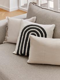 Funda de cojín bordada de algodón texturizada Vahid, Funda: 100% algodón con certific, Negro, beige, An 45 x L 45 cm