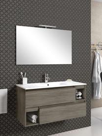 Set lavabo Zante 4 pz, Lampada: alluminio, rivestito, Superficie dello specchio: vetro a specchio, Effetto legno di frassino e di quercia, Set in varie misure